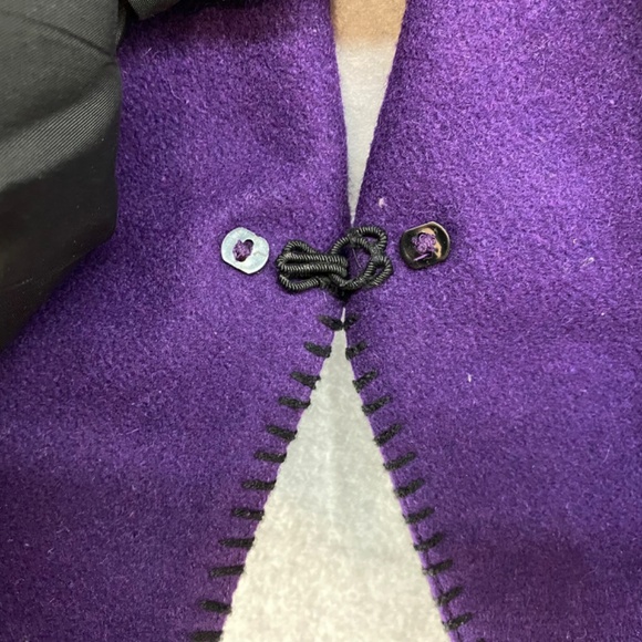 Mid-West Garment CO M/L Purple Wool Coat Vintage Cropped Stamped Buttons - Picture 7 of 7